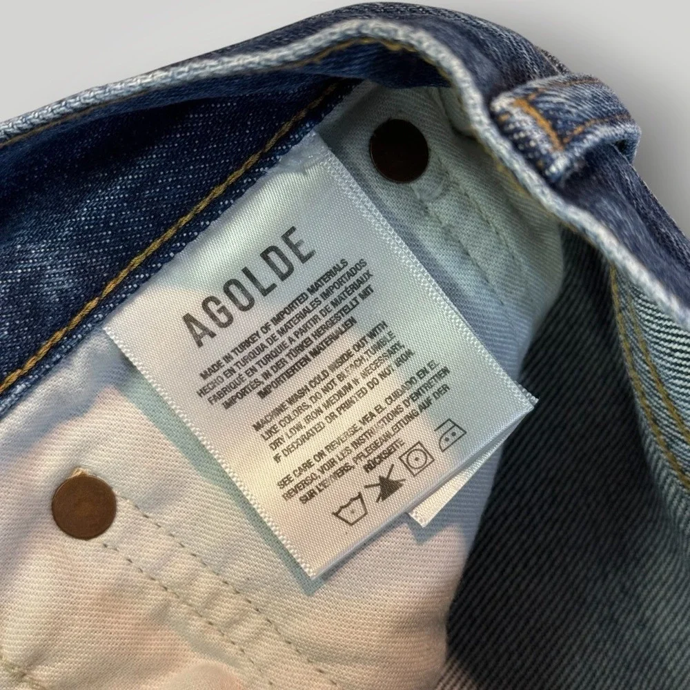 AGOLDE Dame High Rise Wide Leg Jeans‎ Dark Indigo Blue 24
